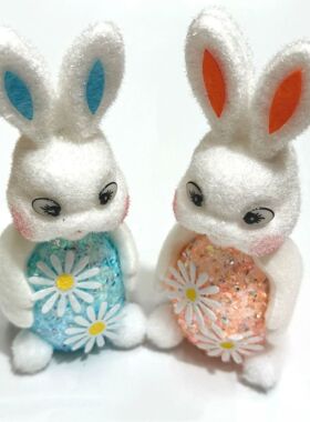 14cm Easer Whie Foam Rabbi Doll Dasiy Colorful Bunny Deskop