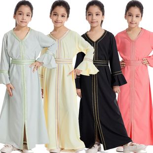 Kids  Girls  r Long Maxi Dress Turkey Kaftan Arab Robe Dubai