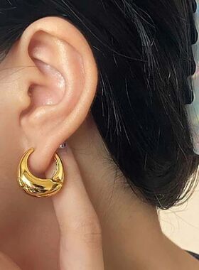Geomeric Ear Buckle Hoop Earrings for Women Girl Smooh Meal