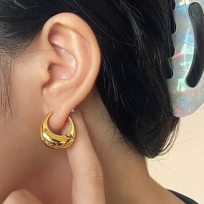 Geomeric Ear Buckle Hoop Earrings for Women Girl Smooh Meal