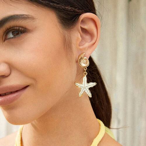 New Exaggerated Ocean Style Large Metal Starfish Stud Earrin