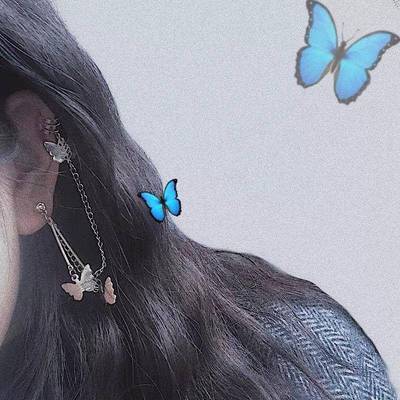 Korean girl heart cold wind super fairy butterfly earrings