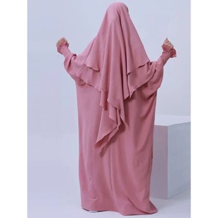 Women  Long Khimar Dress 2 Piece Set Prayer Garment  s  Full