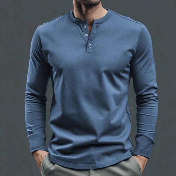 Long sleeved solid color base shirt长袖T恤亨利衫男纯色打底衫
