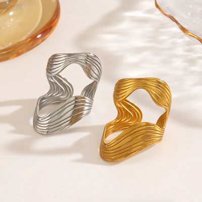 Top Qualiy Geomeric Wide Sainless Seel Rings for Women Men V
