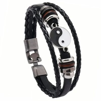 Punk Rero Weaving Leaher Bracele Simple Fashion Double buckl