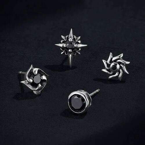 North Star Earrings for Men Trendy and Personalized Black Zi