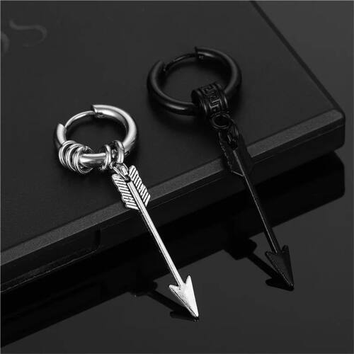 1PC Arrow Stainless Steel Hoop Earrings For Women Men Cool P