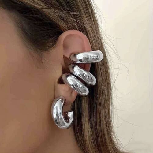 Fashion C Shaped Acrylic Ear Cuff for Women Simple Gold Silv
