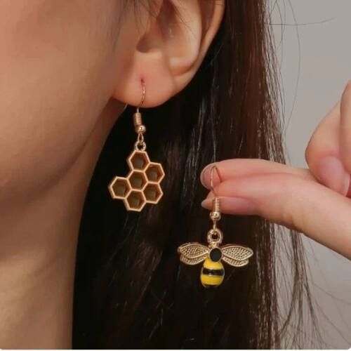 Cross-border asymmetric bee hive earring cartoon insect fash