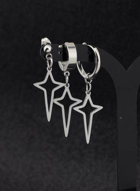 Neutral style stainless steel cross star earrings