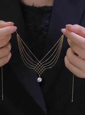 JWER  Pearl Pendant Necklaces Beaded Chain Clavicle Choker E