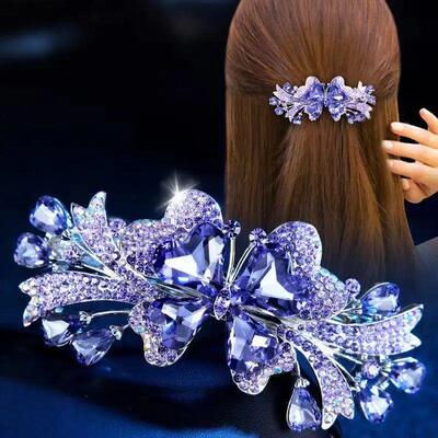 New Korean Colorful Crystal Butterfly Spring Hairpin Zircon