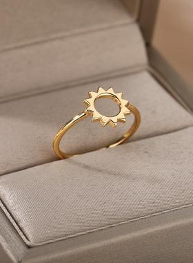 Hollow Sun Rings For Women Vintage Stainless Steel Gold Colo