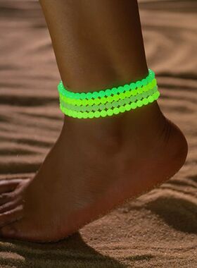 4 Pcs/se Luminous Beads Ankles for Women Colorful Elasic Bea