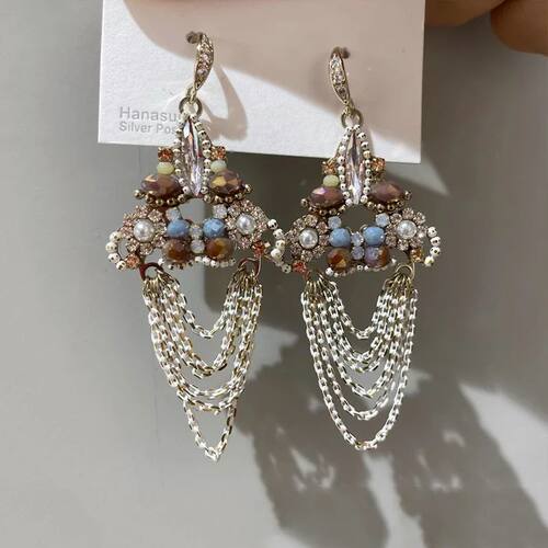 Bohemian fashion high sense hollow geomeric fringed earrings