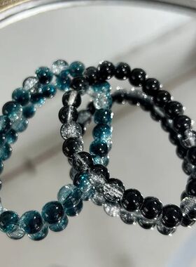8MM Simple Round Beads Bracele Elasic Srech Handmade Cracked