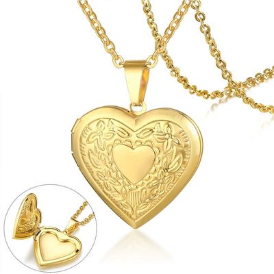 Trendy Stainless Steel Heart Locket Necklace for Women Girls