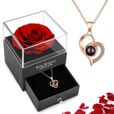 Projection Necklace Set With Rose Gift Box 100 Languages I L