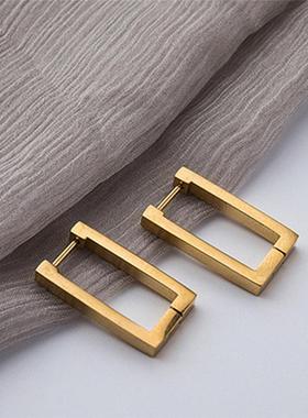 Square Geometric Earrings For Women Rectangular Gold Metal E
