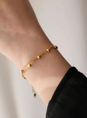 Fashion Sainless Seel Double Layer Round Beads Braceles for
