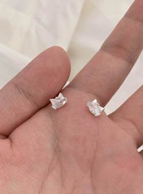 Fashionable and sparkling cat earrings, sweet猫咪耳针甜美