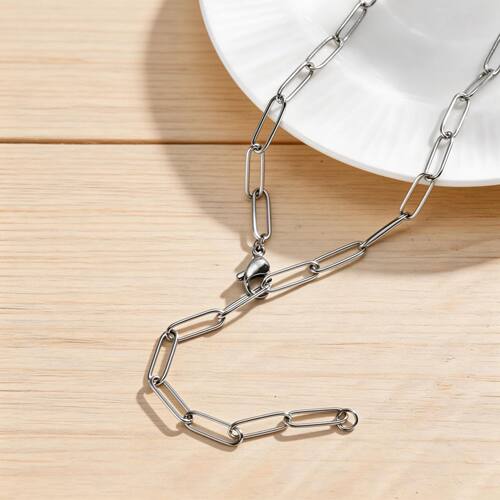 Versatile 70cm Long Chain Necklace, Stainless Steel Rectangl
