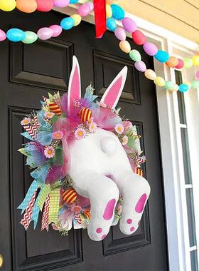 Easer Decoraion Rabbi Wreah Pendan Ornamens Bunny Arificial