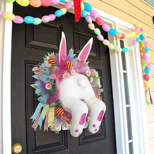 Easer Decoraion Rabbi Wreah Pendan Ornamens Bunny Arificial