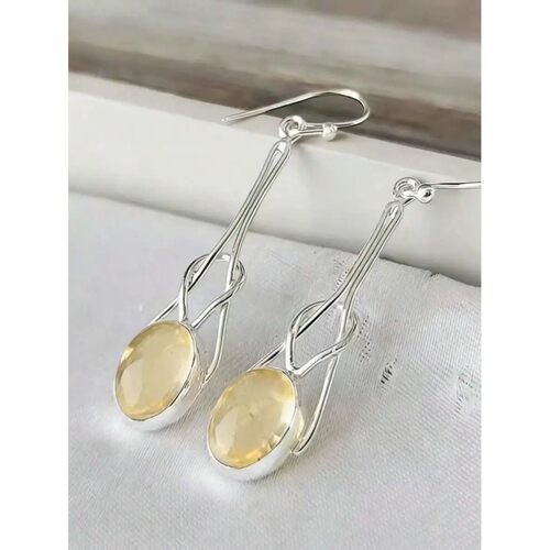 Elegant Bohemian Style Yellow Faux Gemstone Drop Earrings Fo