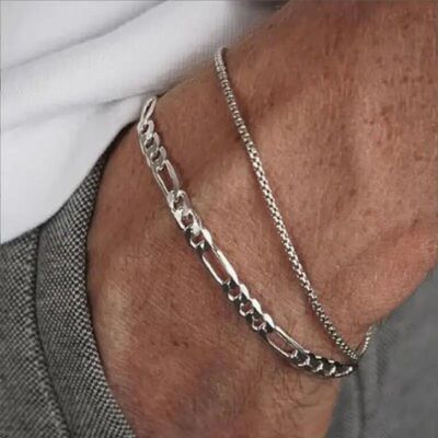 2Pcs/Se New Creaive Sainless Seel Chains Braceles for Men Wo