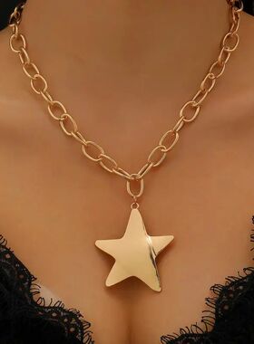 Simpliciy Geomeric Five-Poined Sar Necklaces for Women Men H