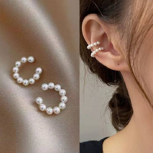 Elegan Imiaion Pearl Ear Cuff Clip C-shaped Earrings Non-Pie