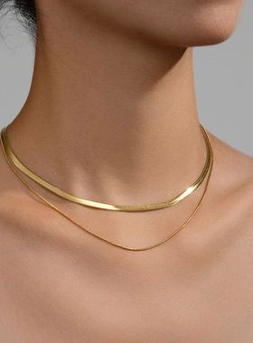 Hot Classic Unisex Flat Snake Chain Choker Necklace For Wome