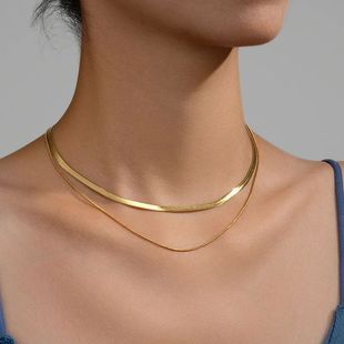 Hot Classic Unisex Flat Snake Chain Choker Necklace For Wome