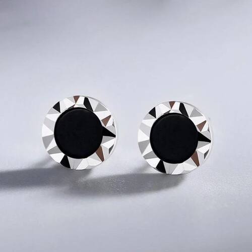 Trendy Black Agate Earrings Men's Personality Hip-hop High-e