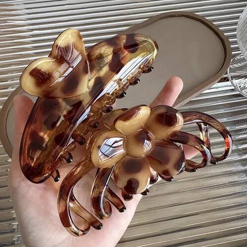 Vinage Leopard Hair Claw Elegan Leopard Prin Flower Claw Cli