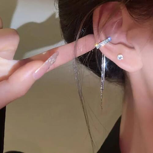 New Fashion Silver Color Cilp Earrings Tassel Ear Cuff Non P
