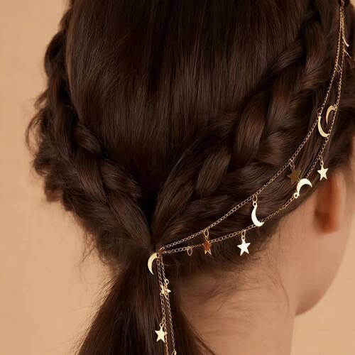 1PC  Moon & Star Braid Chain Hair Accessory, Super Fairy INS
