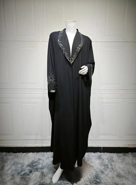 Women Dress Lapel Cardigan Diamond  Outwear Long Robe Party