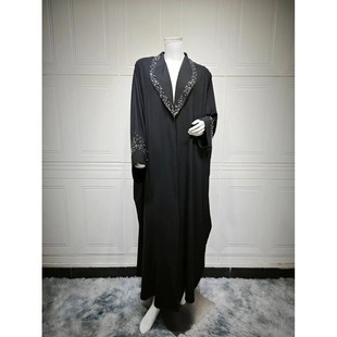 Women Dress Lapel Cardigan Diamond Outwear Long Robe Party