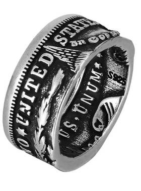 Morgan Silver Dollar Coin Ring 'Heads' Silver Plated Handmad