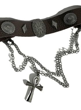 2026 Gohic Punk Cross Pendan Leaher Choker PU Leaher Cross P