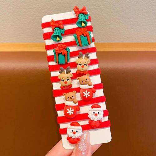 10pcs Christmas Hair Accessories for Kids (No Cardboard Incl