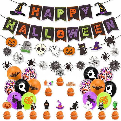 Spooky Halloween Party Decor Set Happy Halloween Banner Ghos