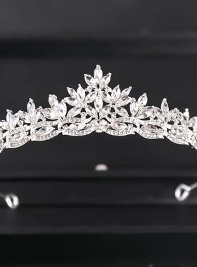 Luxury Rhinestone Bridal Crown Tiara Silver Plated Crystal P