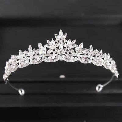 Luxury Rhinestone Bridal Crown Tiara Silver Plated Crystal P