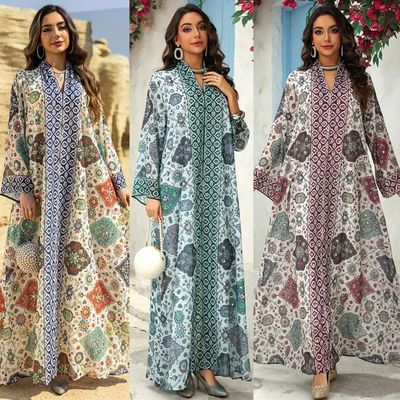 Dubai Long Robe Prined  Dress Suiable for Casual Wear and Ou