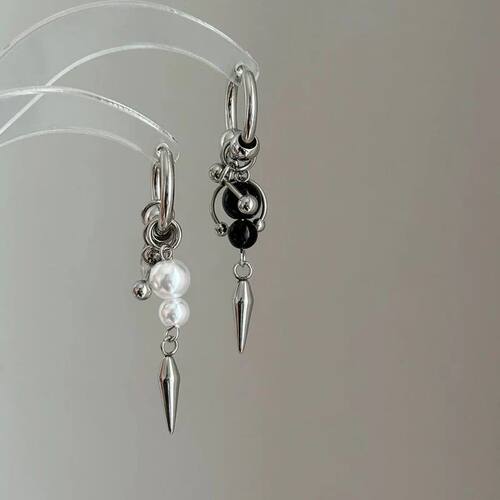 Y2K Spike Rivet Ball Pearl Hoop Earrings for Women Men Gothi