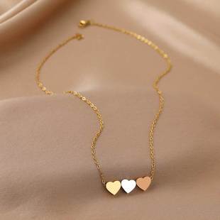 Stainless Steel Necklaces New rend Sweetheart Gold Color Sil